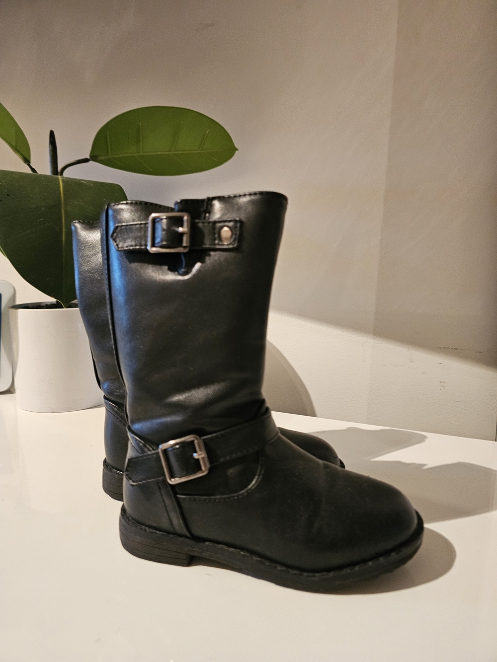 Kids Black Buckle Boots - Comfortable Casual Style